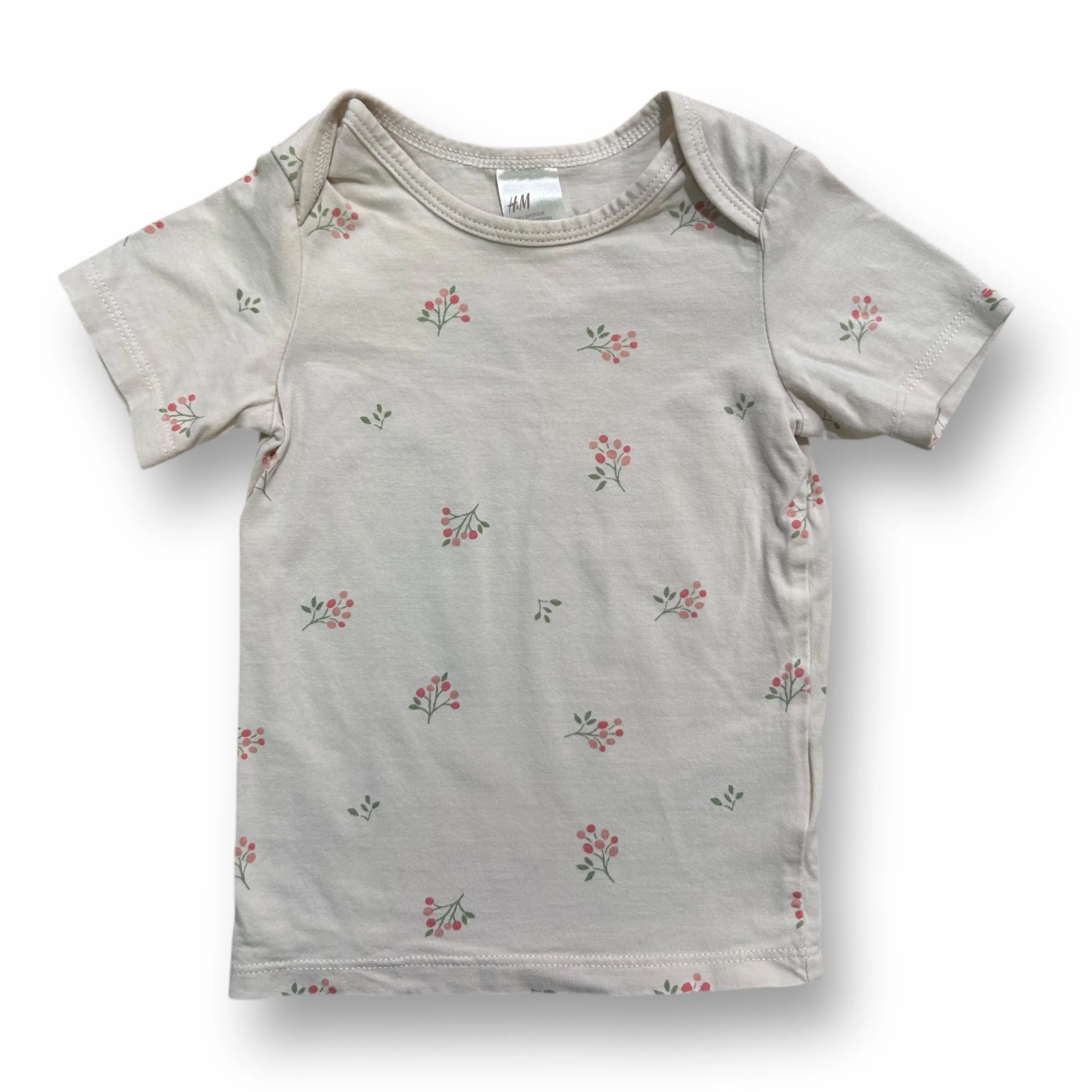 Girls H&M Size 9 Months Floral Print Short Sleeve Top