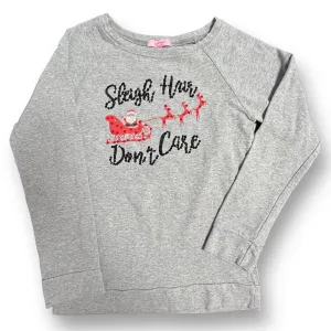 Girls Havengirl Size 10 Gray 'Sleigh Hair Don't Care' Boutique Santa Shirt