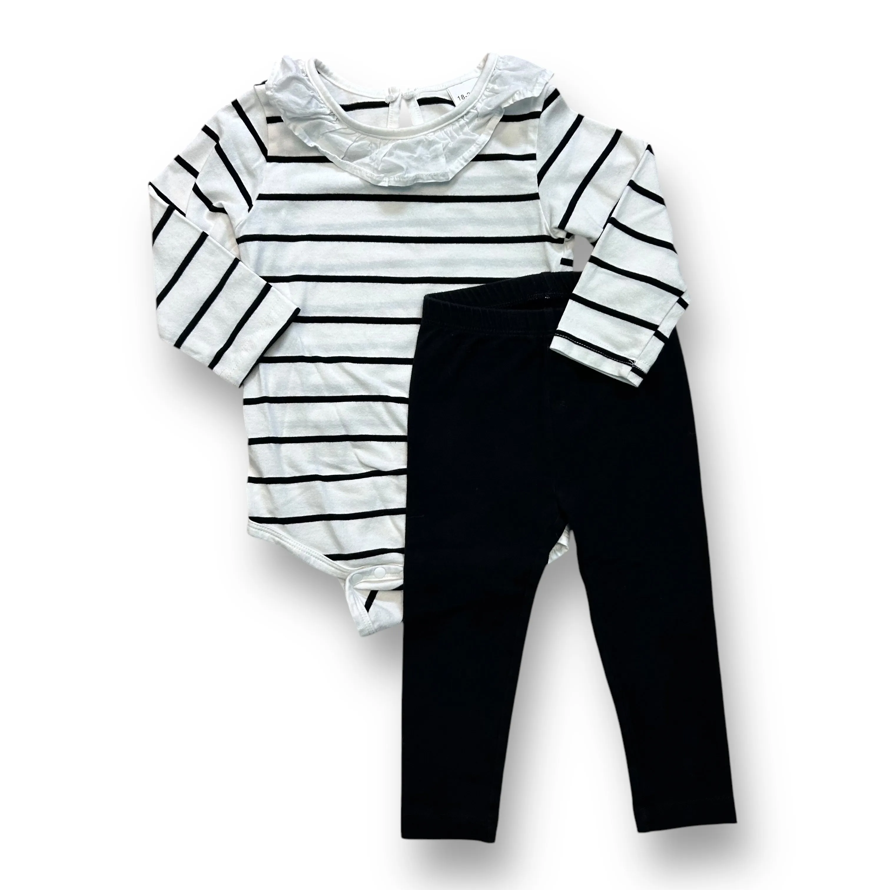 Girls Mix & Match Size 18-24 Months Striped Bodysuit and Leggings Outfit