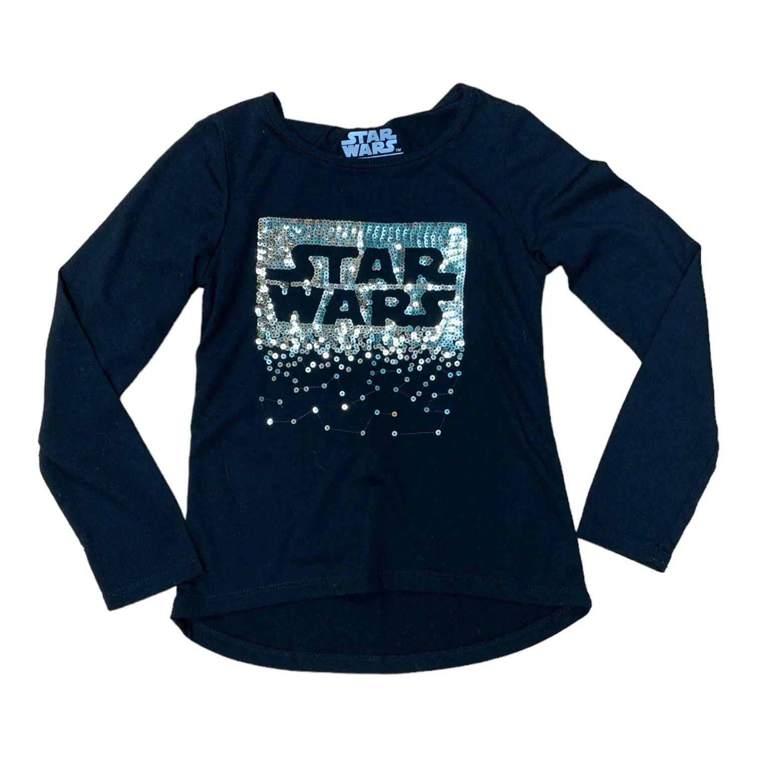 Girls Star Wars Size 6/6X Black Sequin Long-Sleeve Shirt