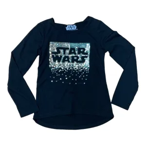 Girls Star Wars Size 6/6X Black Sequin Long-Sleeve Shirt