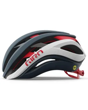 Giro Aether Spherical MIPS Road Cycling Helmet (Matte Portaro Grey/White/Red)
