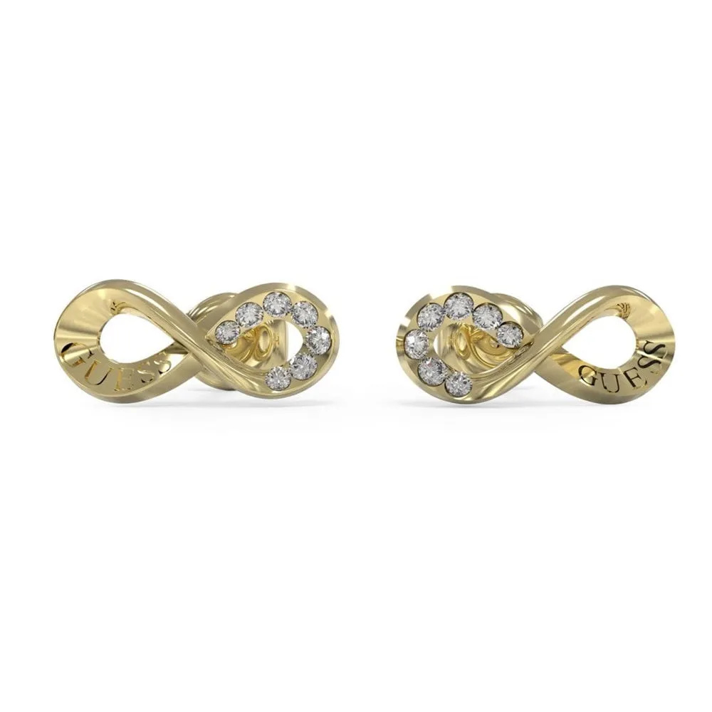 Guess Endless Dream Gold Tone Infinity Stud Earrings UBE03262YG