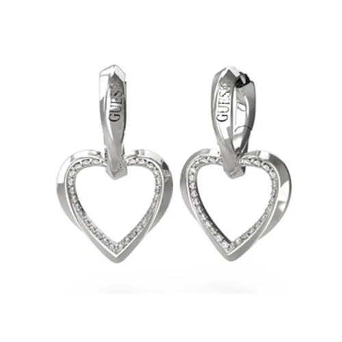 Guess Mon Amour Heart Crystal Drop Earrings JUBE04617JWRH