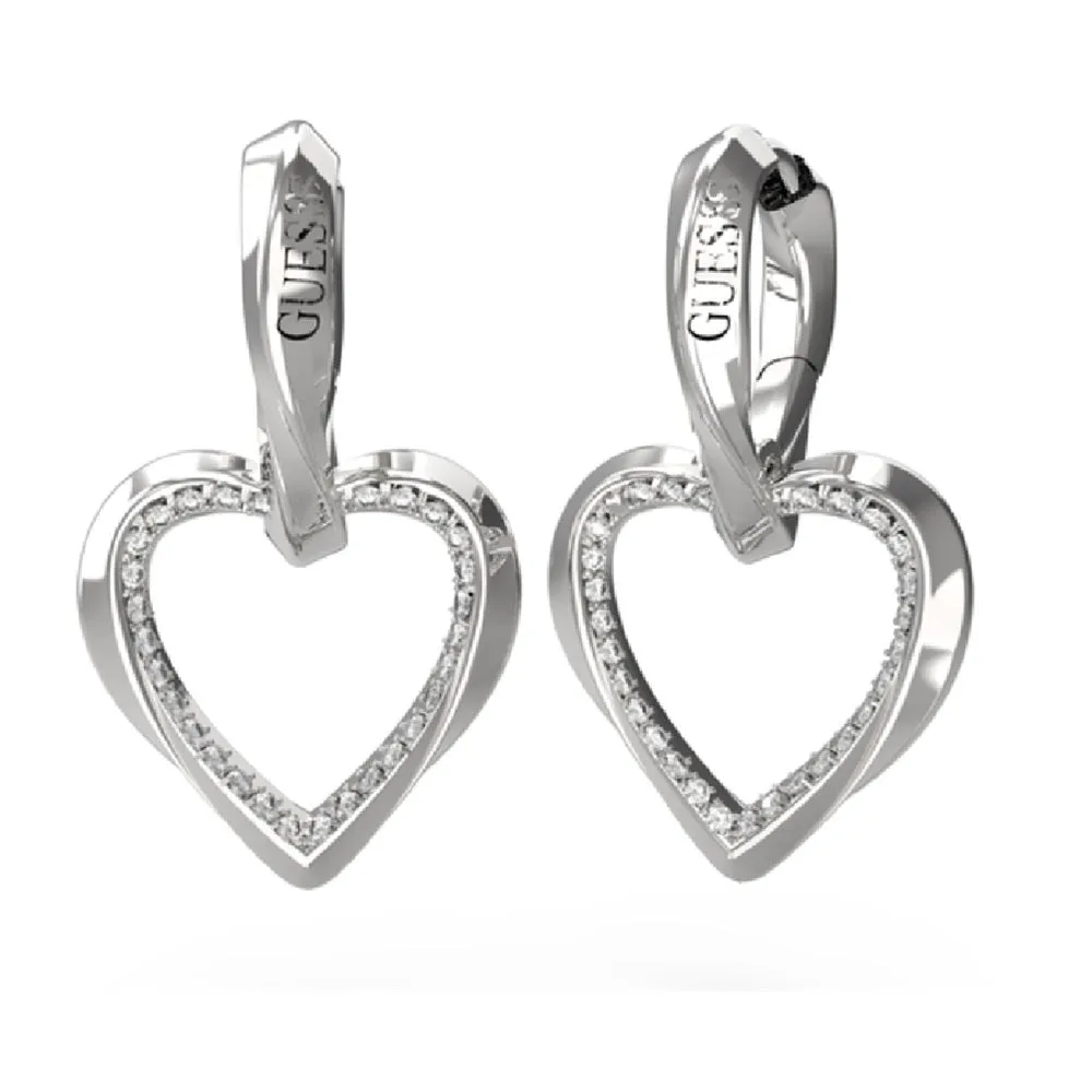 Guess Mon Amour Heart Crystal Drop Earrings JUBE04617JWRH