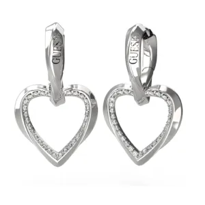 Guess Mon Amour Heart Crystal Drop Earrings JUBE04617JWRH