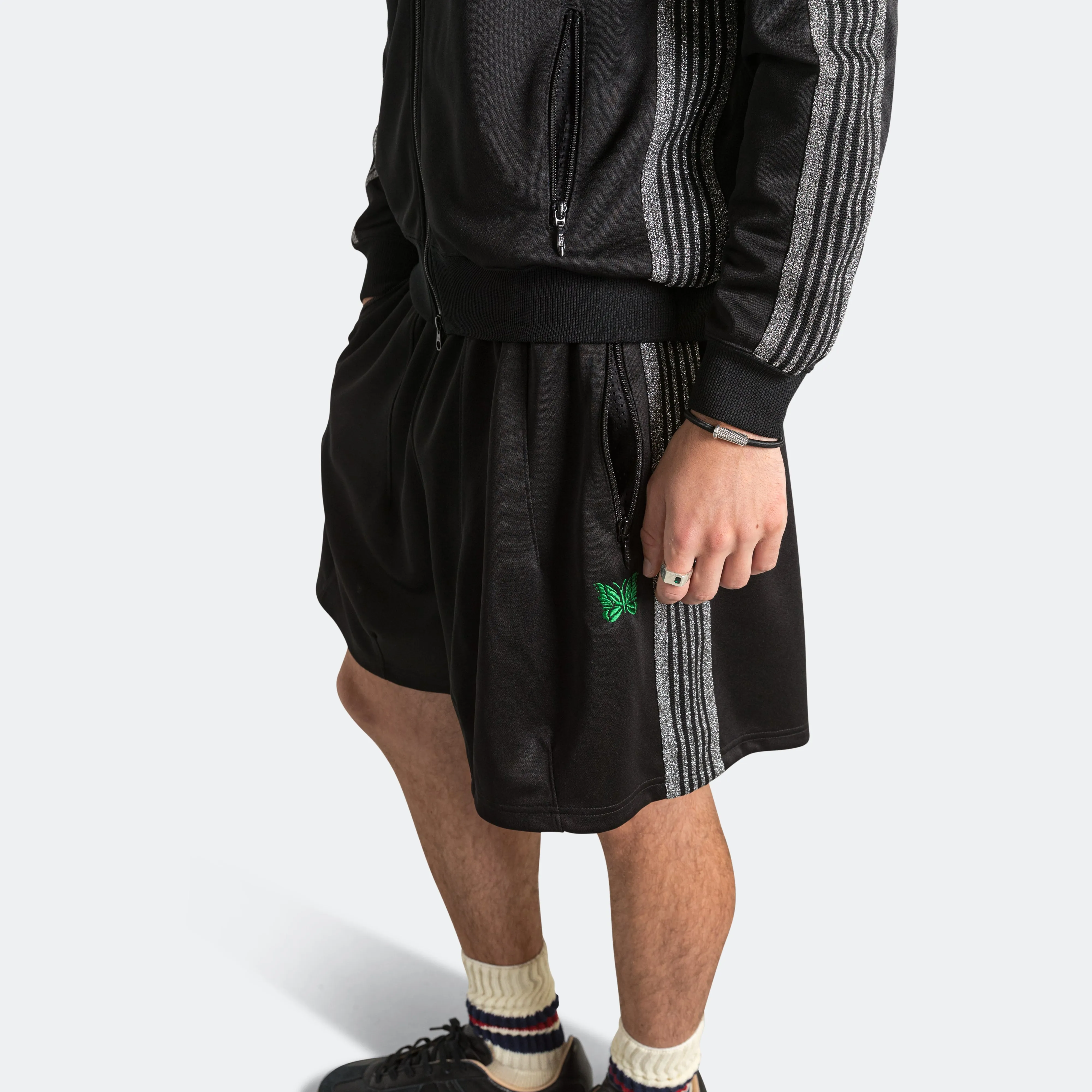 H.D. Track Short x UP THERE - Black/Silver Poly Smooth