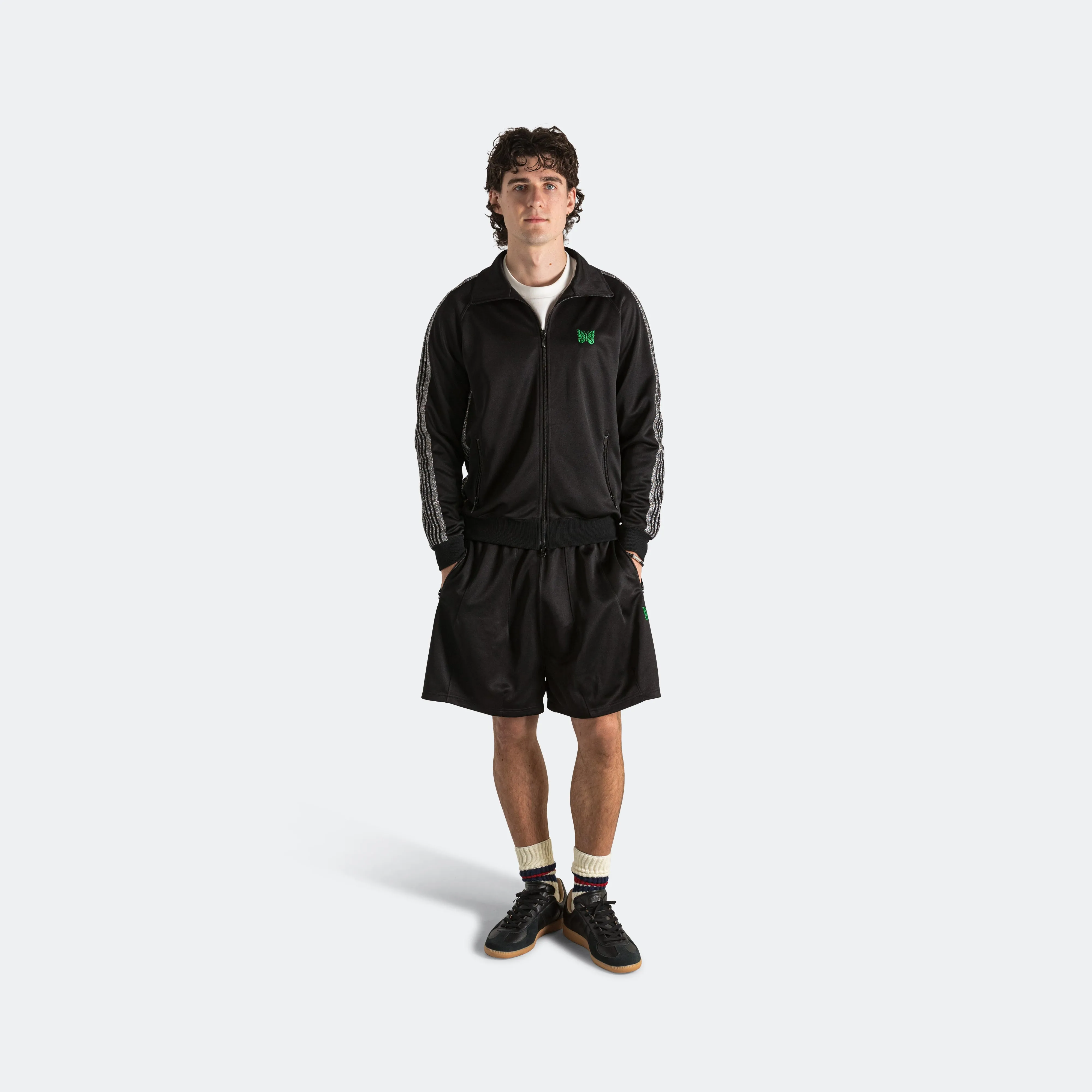 H.D. Track Short x UP THERE - Black/Silver Poly Smooth
