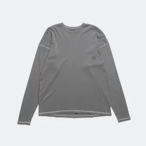 Heavy Rib Knit Long Sleeve Tee - Grey