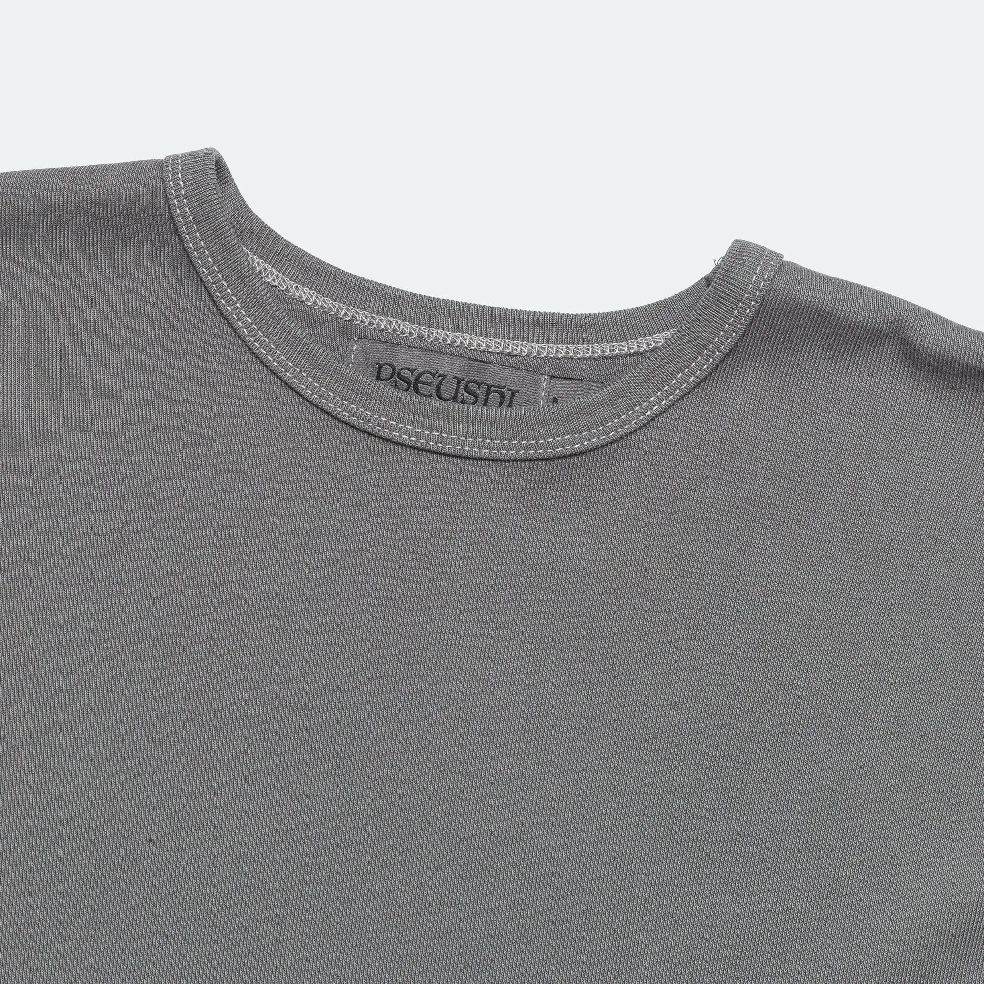 Heavy Rib Knit Long Sleeve Tee - Grey