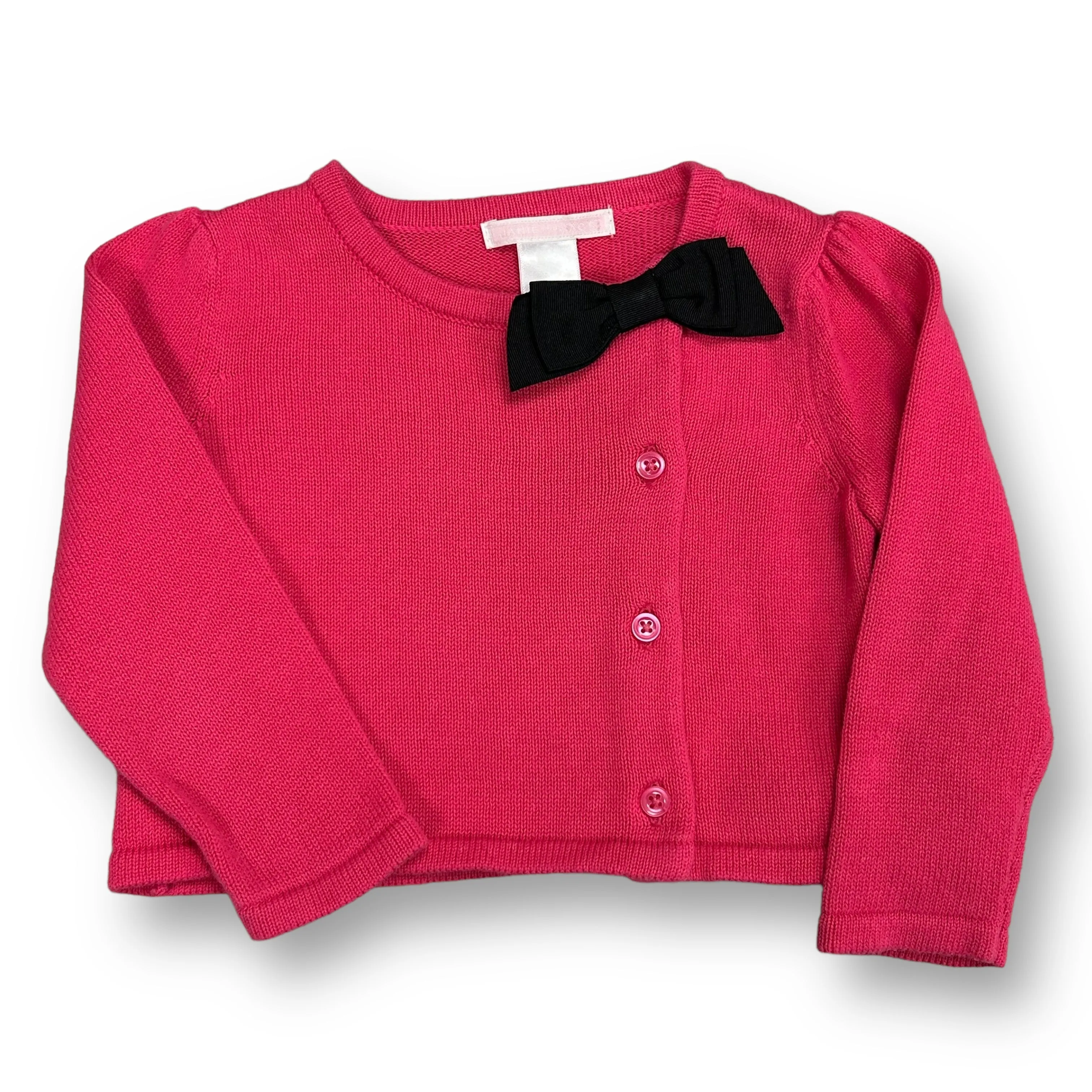 Janie and Jack Girls Size 12-18 Months Cardigan Pink Knit Sweater with Bow