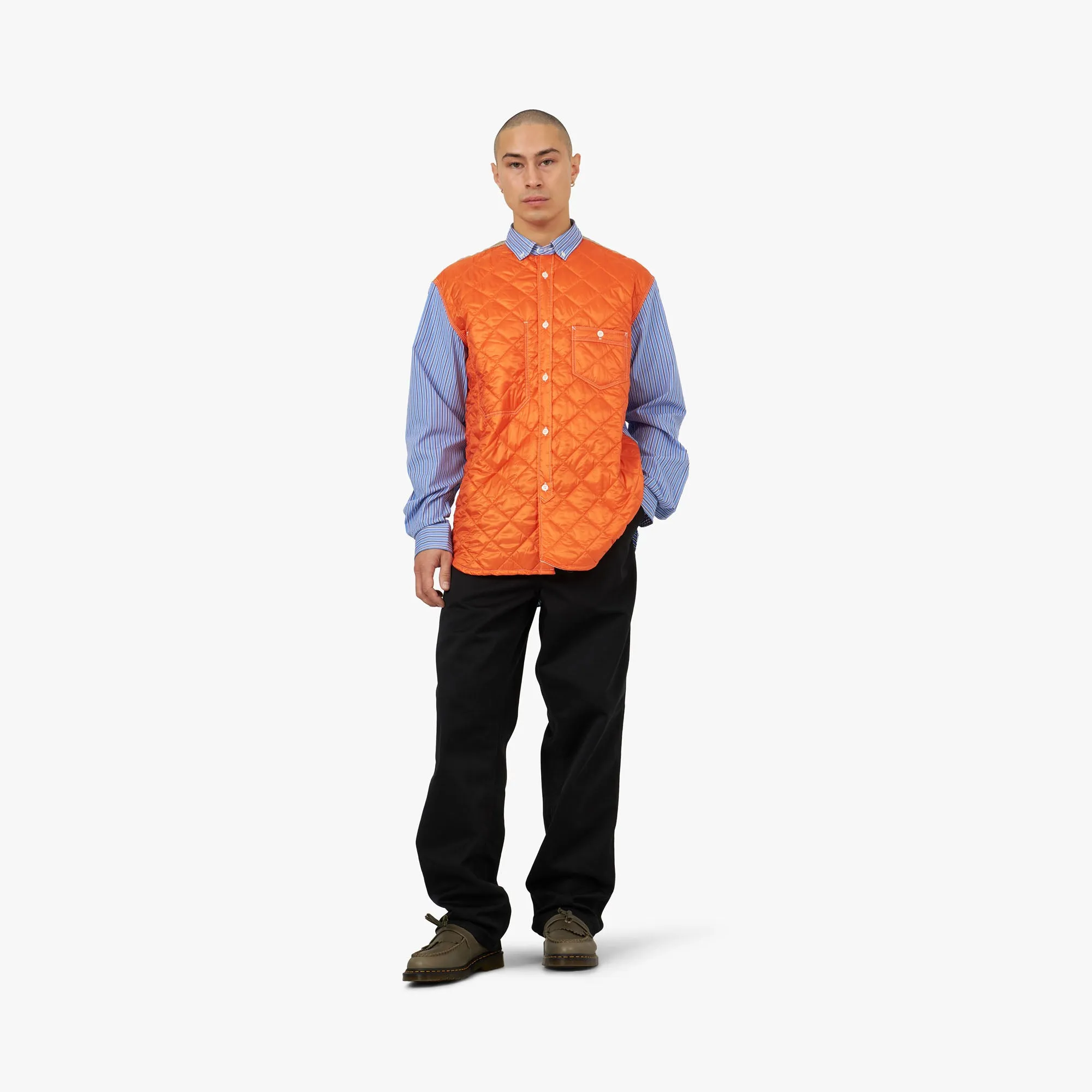 Junya Watanabe MAN Quilted Overshirt Blue / White - Orange