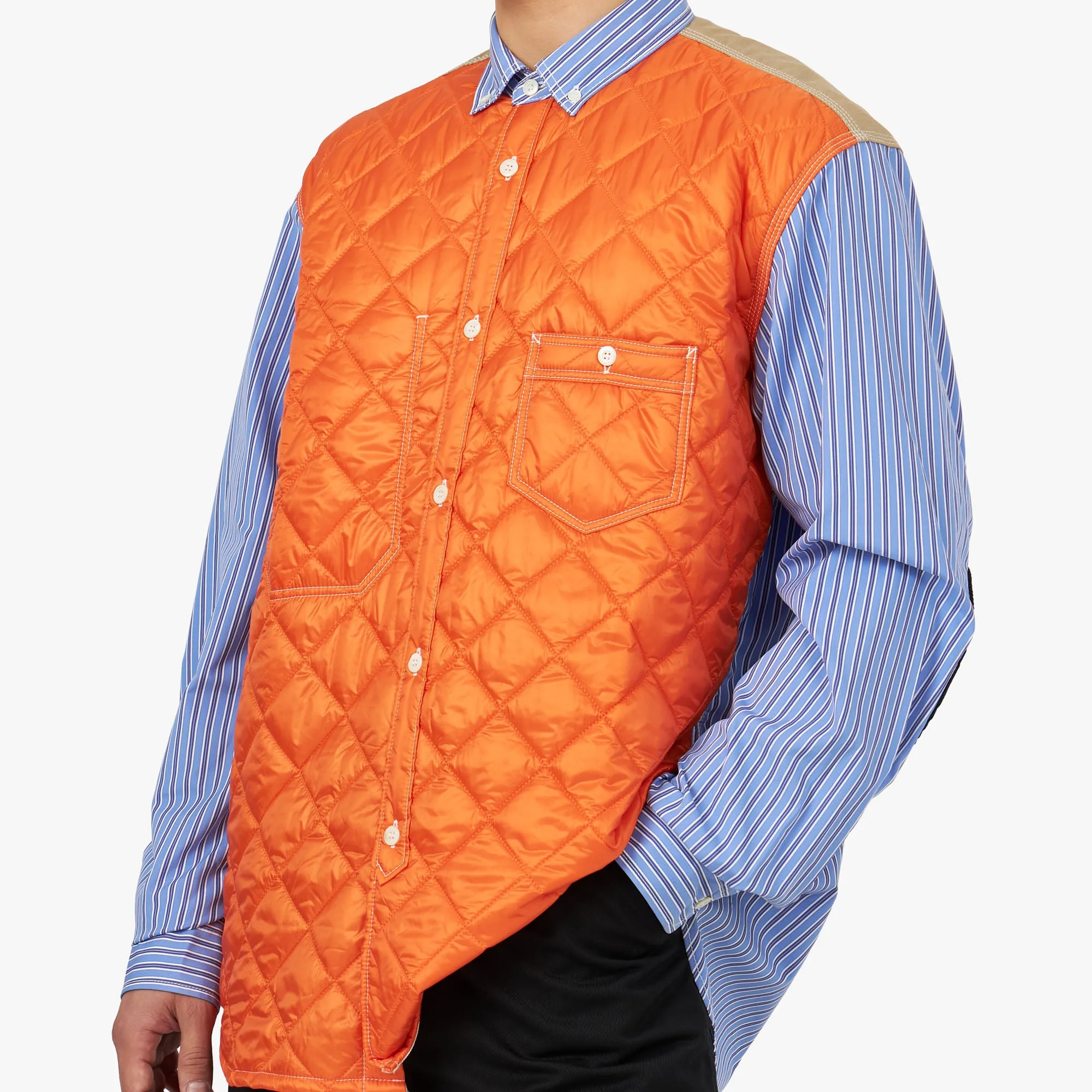 Junya Watanabe MAN Quilted Overshirt Blue / White - Orange