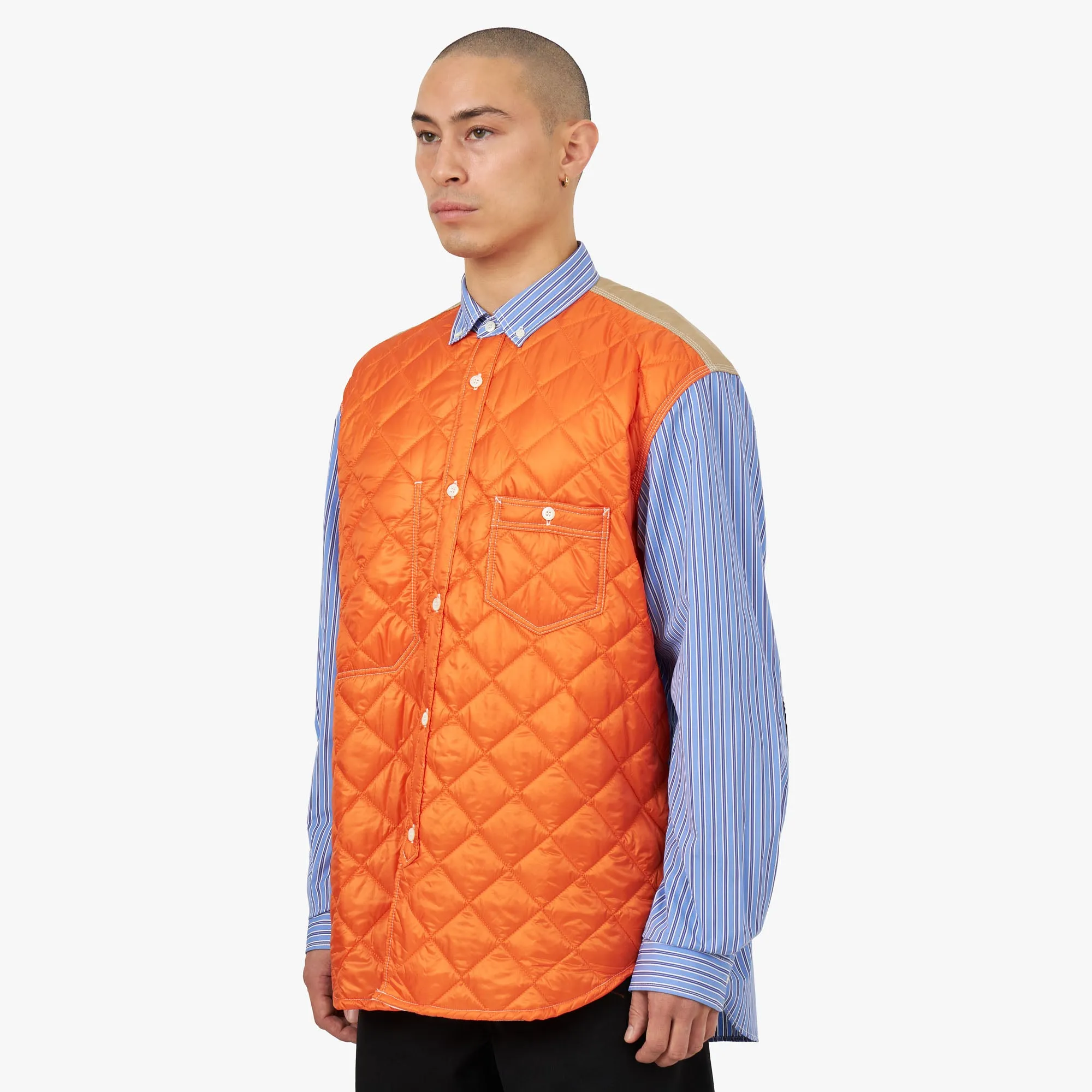 Junya Watanabe MAN Quilted Overshirt Blue / White - Orange