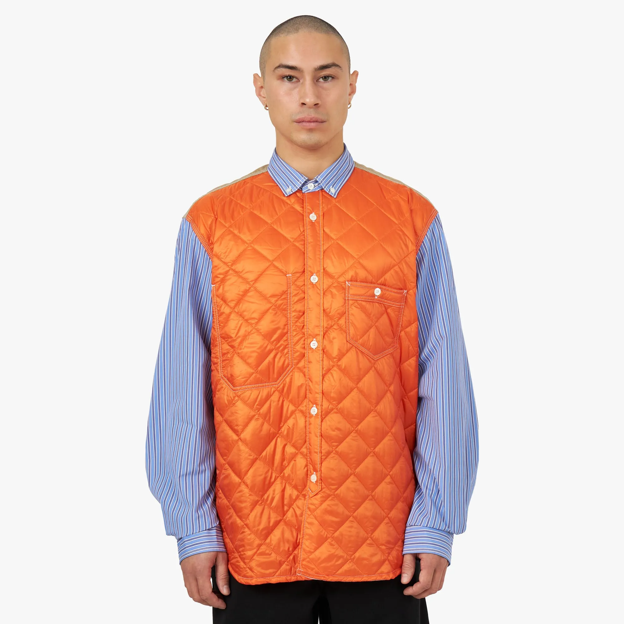 Junya Watanabe MAN Quilted Overshirt Blue / White - Orange