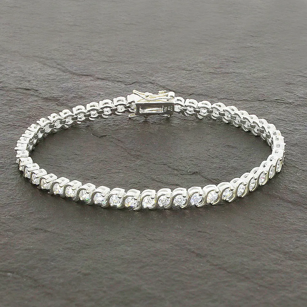 Ladies Sterling Silver White Cubic Zirconia Bracelet HHSIL1