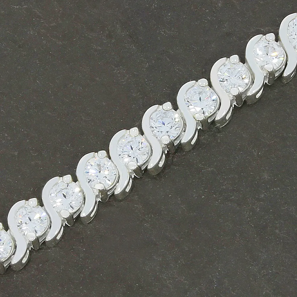 Ladies Sterling Silver White Cubic Zirconia Bracelet HHSIL1