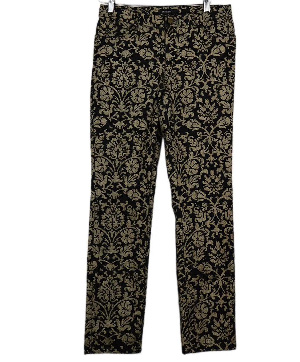 Lafayette Black & Gold Paisley Print Jeans sz 8