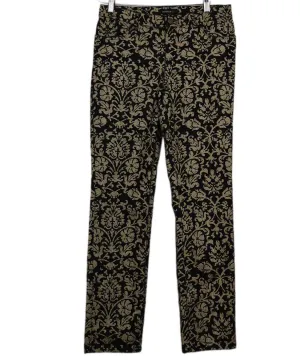 Lafayette Black & Gold Paisley Print Jeans sz 8