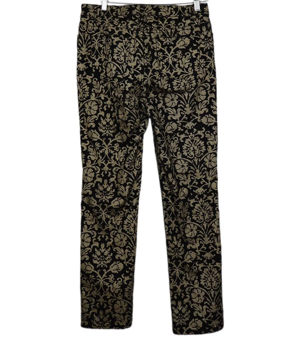 Lafayette Black & Gold Paisley Print Jeans sz 8