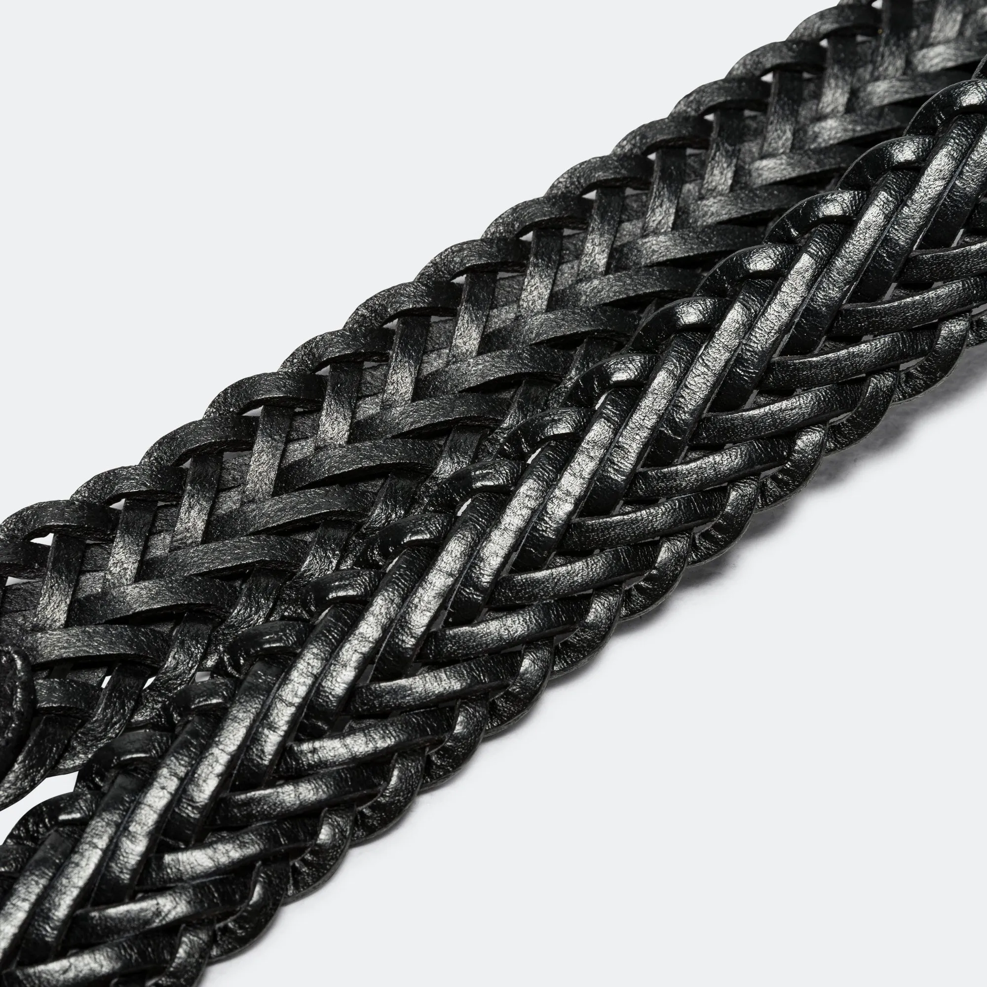 Leather Mesh Belt - Black
