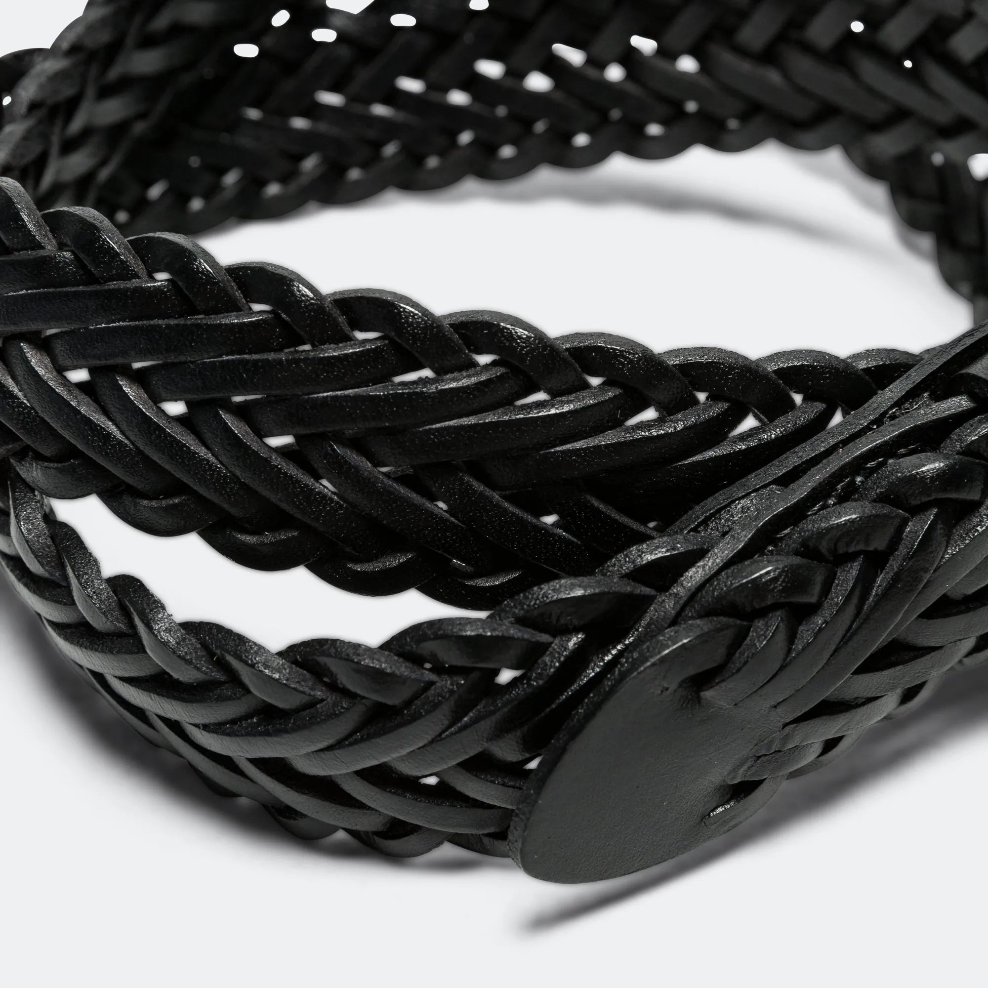 Leather Mesh Belt - Black