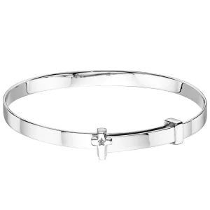 Little Star Honor Diamond Cross Sterling Silver Baby Bangle LSB0019
