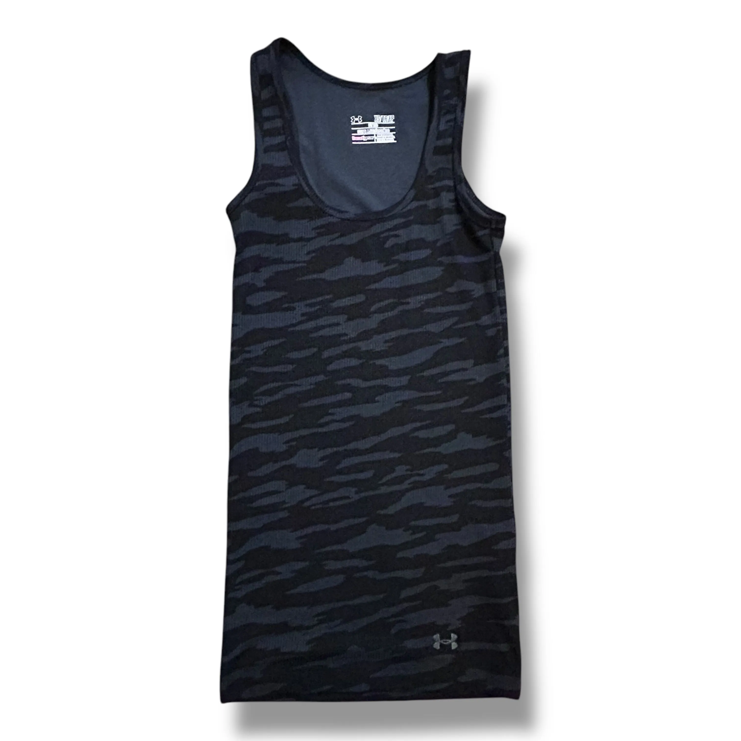 Men's Under Armour Size XS Black Camo Ribbed Athletic Fitted Tank