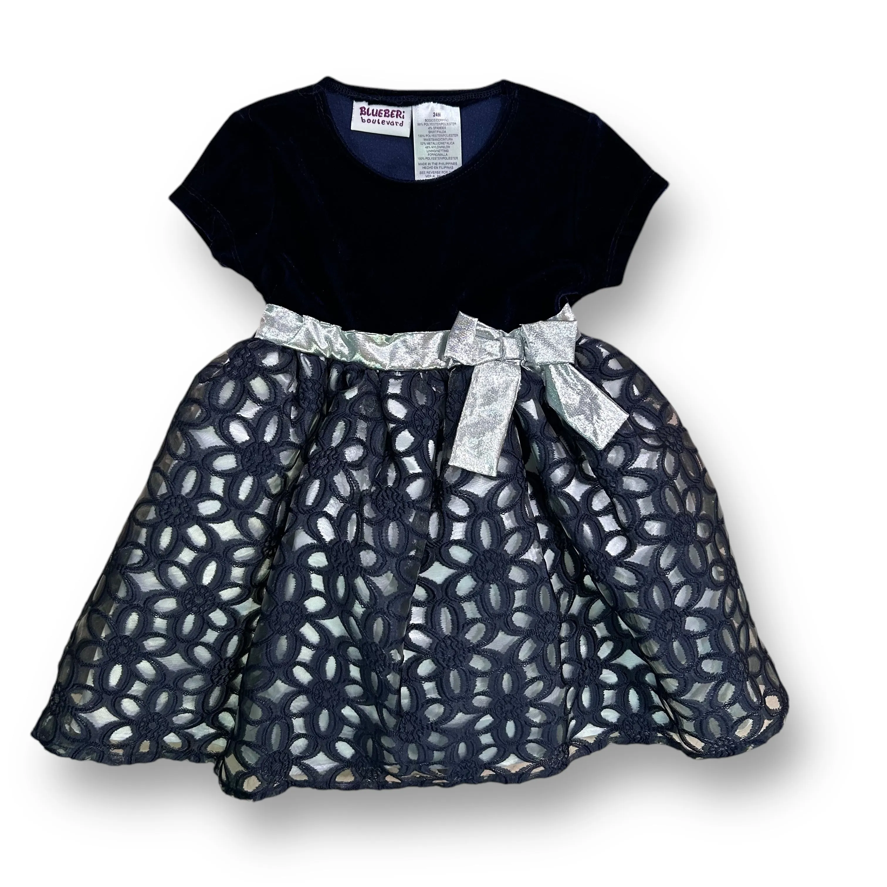 NEW! Girls Blueberi Boulevard Size 24 Months Navy Velvet Holiday Dress
