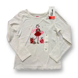 NEW! Girls Epic Threads Size 3T Off-White 3D Christmas Shopping Shirt