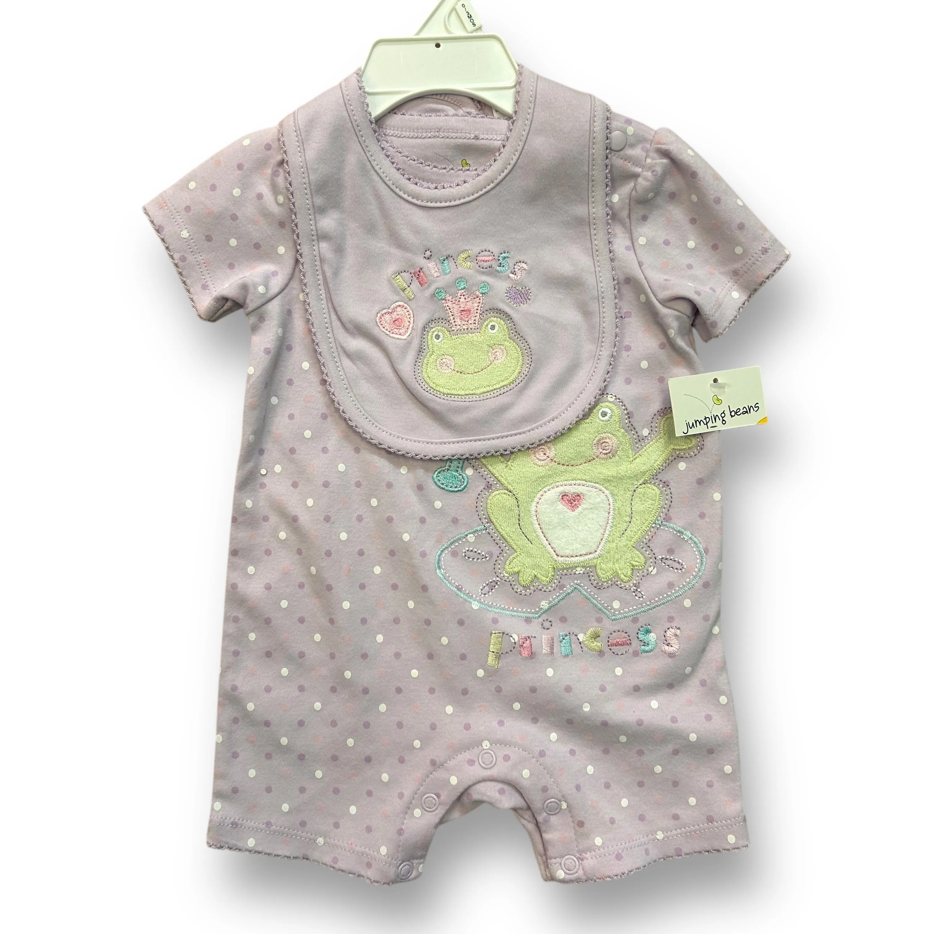 NEW! Girls Jumping Beans Size 0-3 Months Purple Froggy Princess Outfit