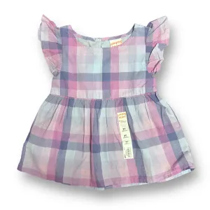 NEW! Girls Size 2T Purple Plaid Flutter Sleeve Babydoll Blouse