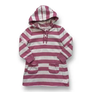 Old Navy Girls Size 4T Pink Striped Fleece Dress with Hood