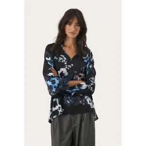 Part Two ElsiaPW Blouse in Dark Navy Blurred Flower 30309300