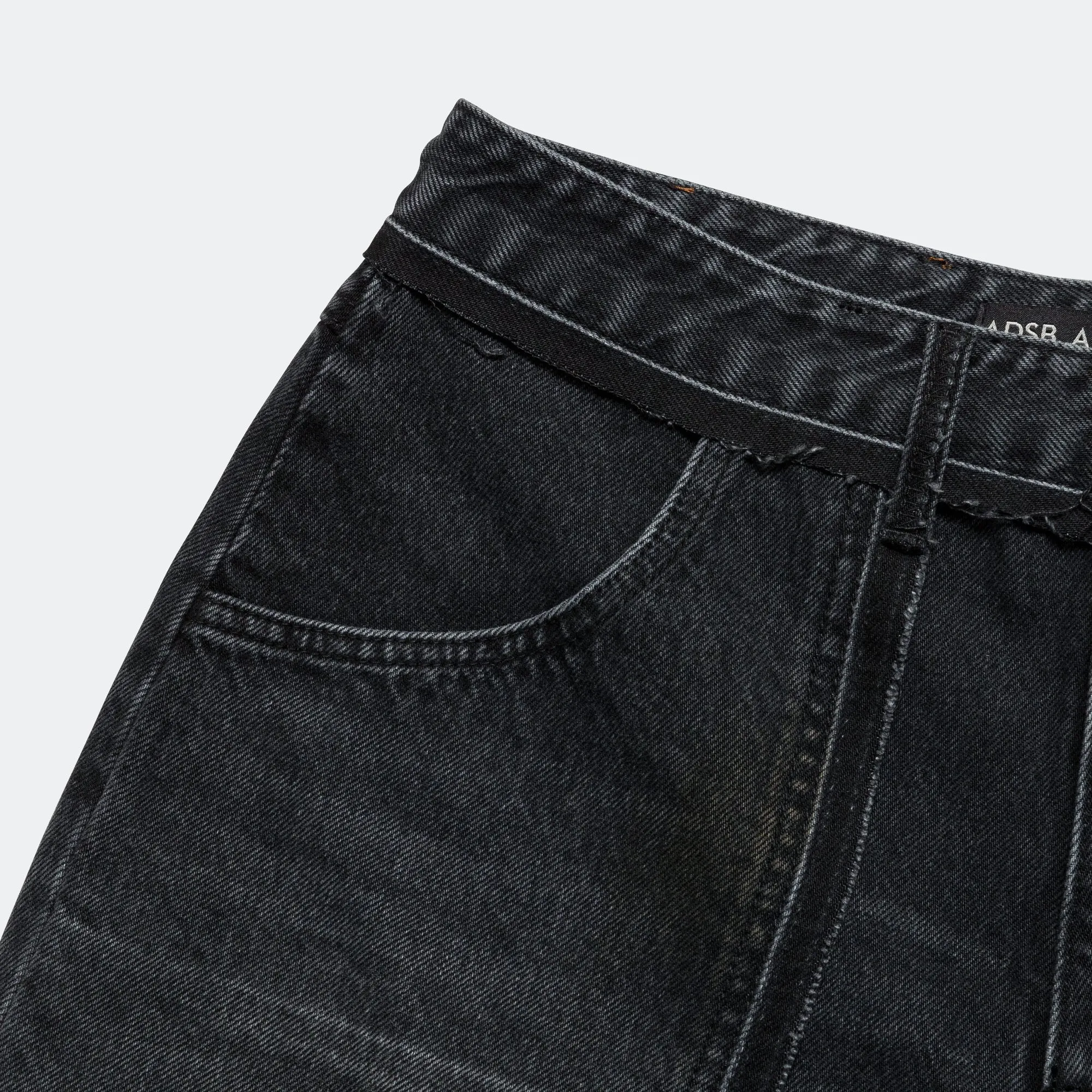 Patchwork Denim Shorts - Black