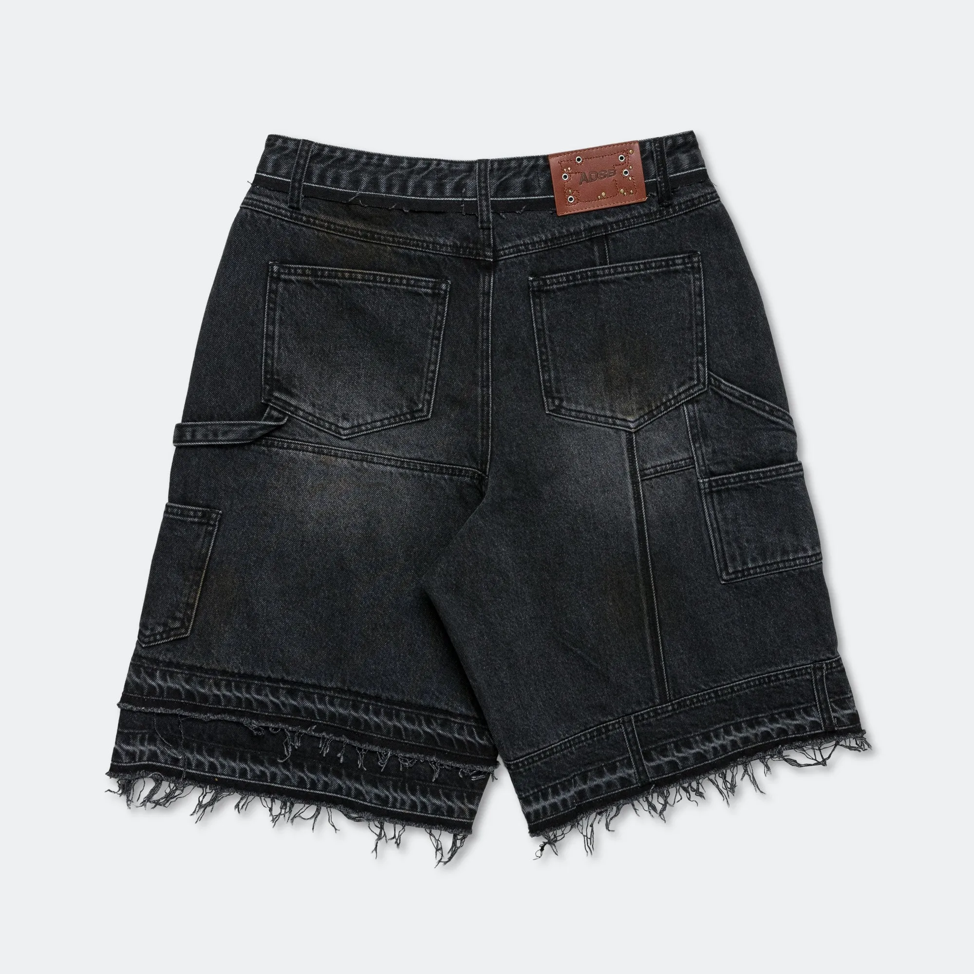Patchwork Denim Shorts - Black
