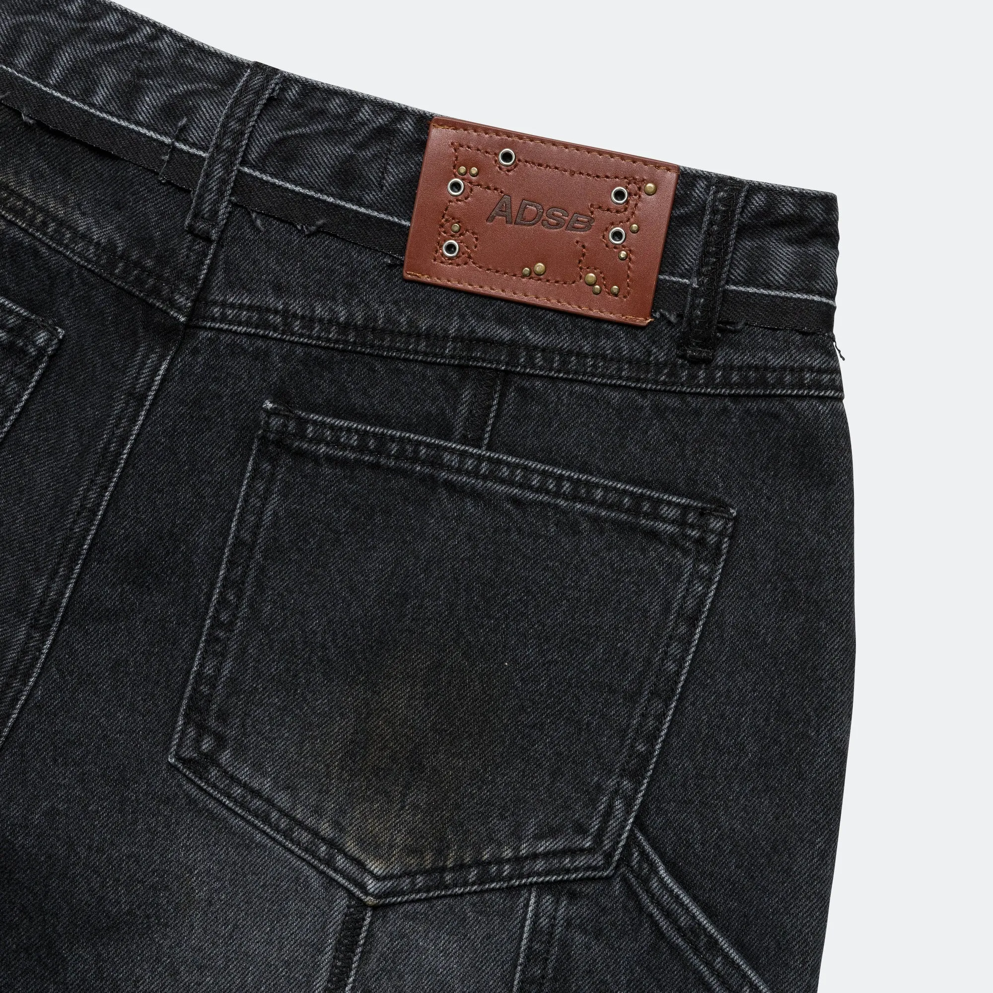Patchwork Denim Shorts - Black