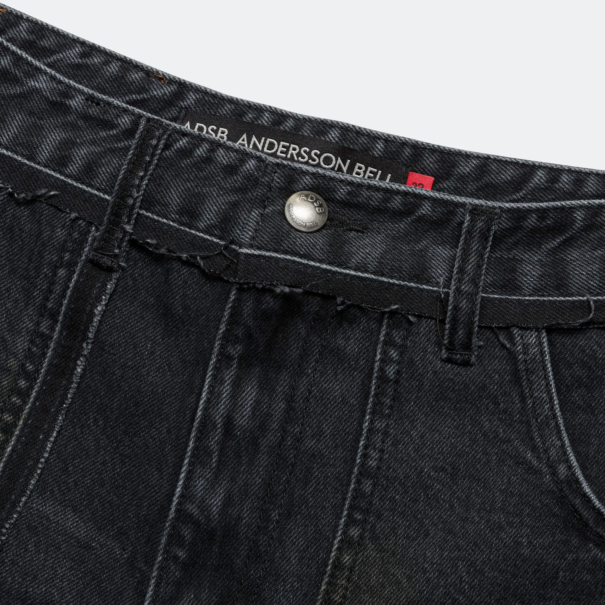 Patchwork Denim Shorts - Black
