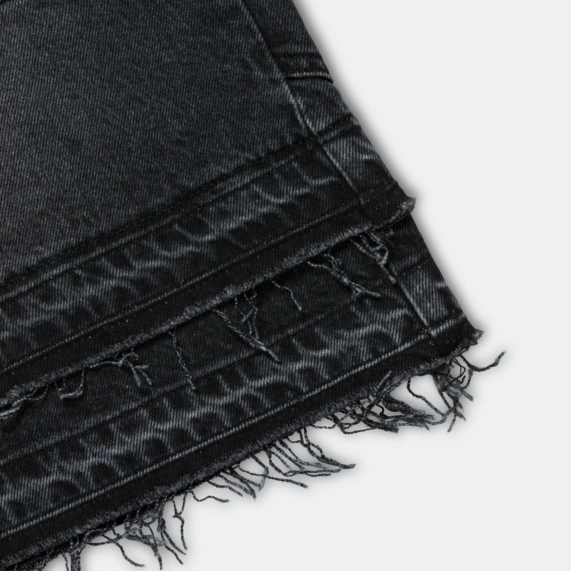 Patchwork Denim Shorts - Black