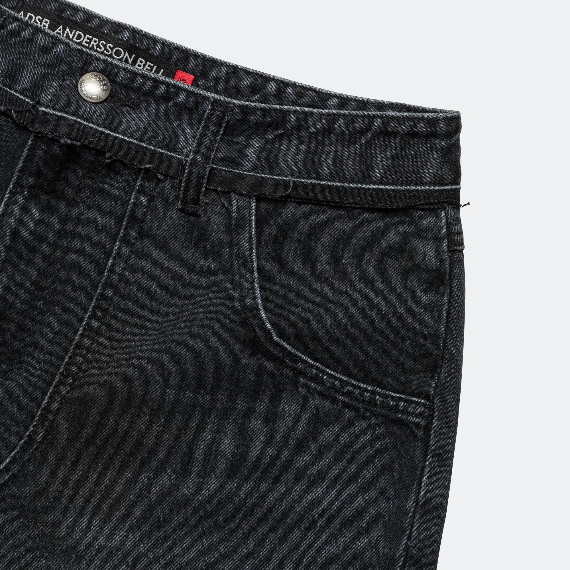 Patchwork Denim Shorts - Black