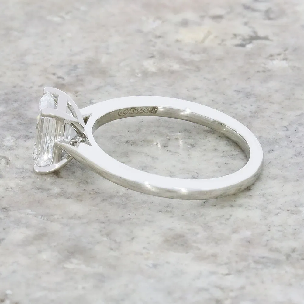 Platinum 1.45cts Lab Grown Diamond Emerald Cut Solitaire Ring