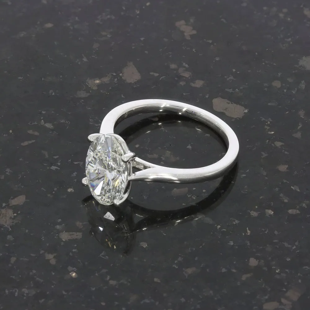 Platinum 2.56ct Oval Brilliant Cut Lab Grown Diamond Solitaire Ring G VS1