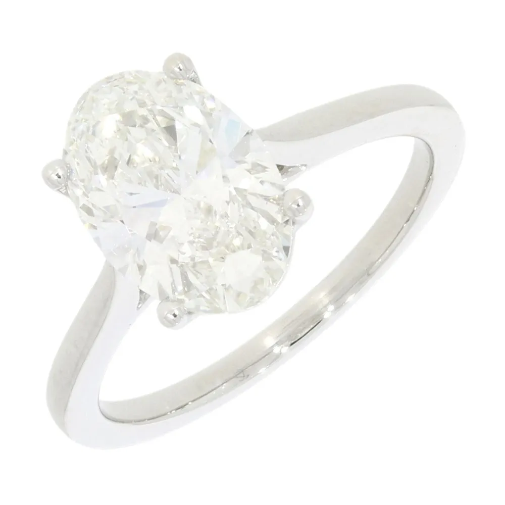 Platinum 2.56ct Oval Brilliant Cut Lab Grown Diamond Solitaire Ring G VS1