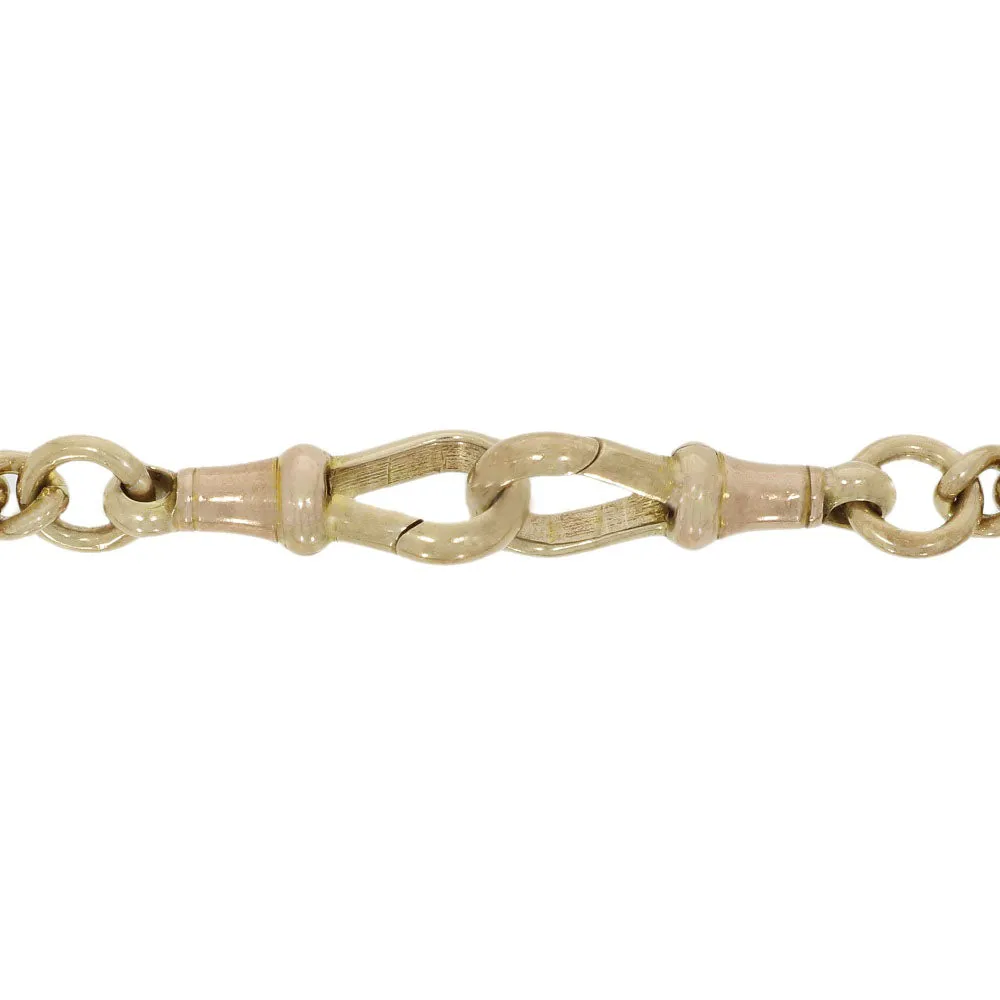 Pre Owned 9ct Old Rose Gold Curb Albert Chain With T-Bar and Masonic Pendant