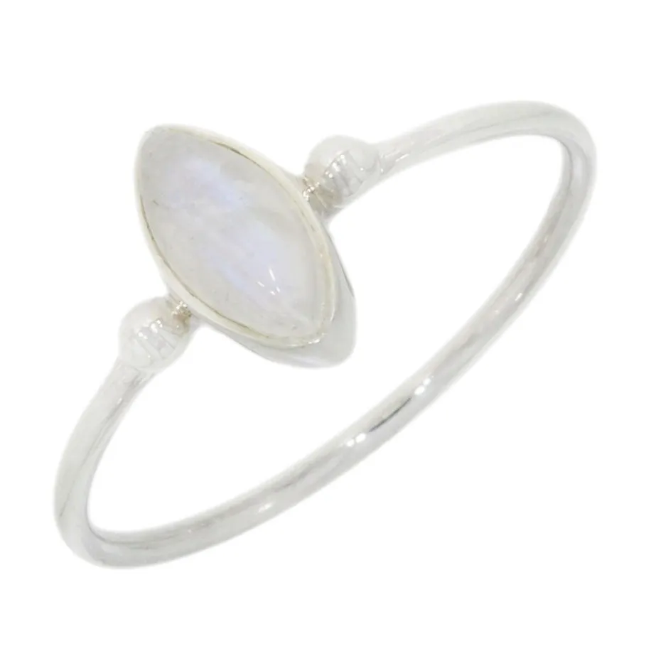 Rainbow Moonstone Marquise Sterling Silver Ring