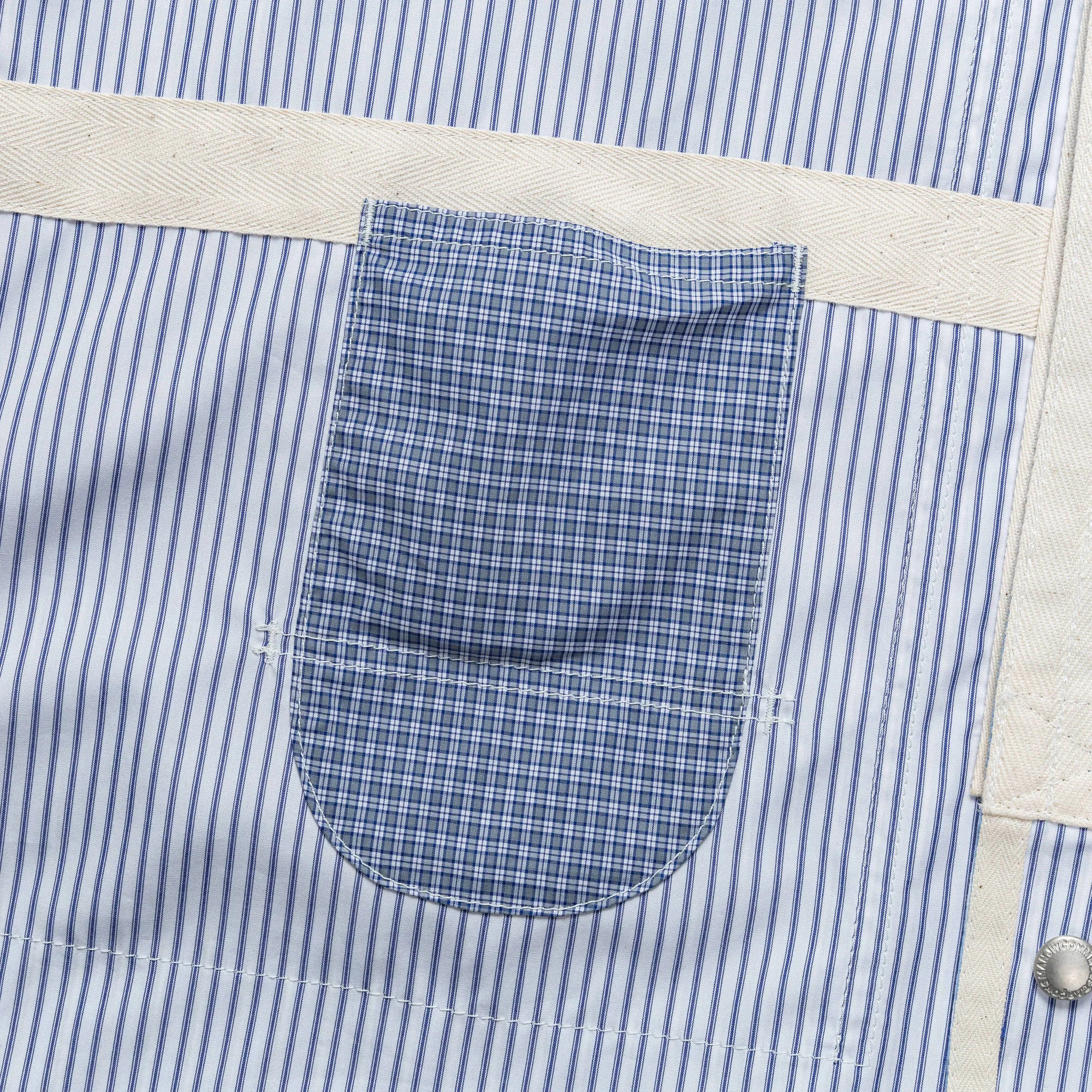 Reversible Cotton Stripe x Cotton Check Shirt - Blue/Sax-White