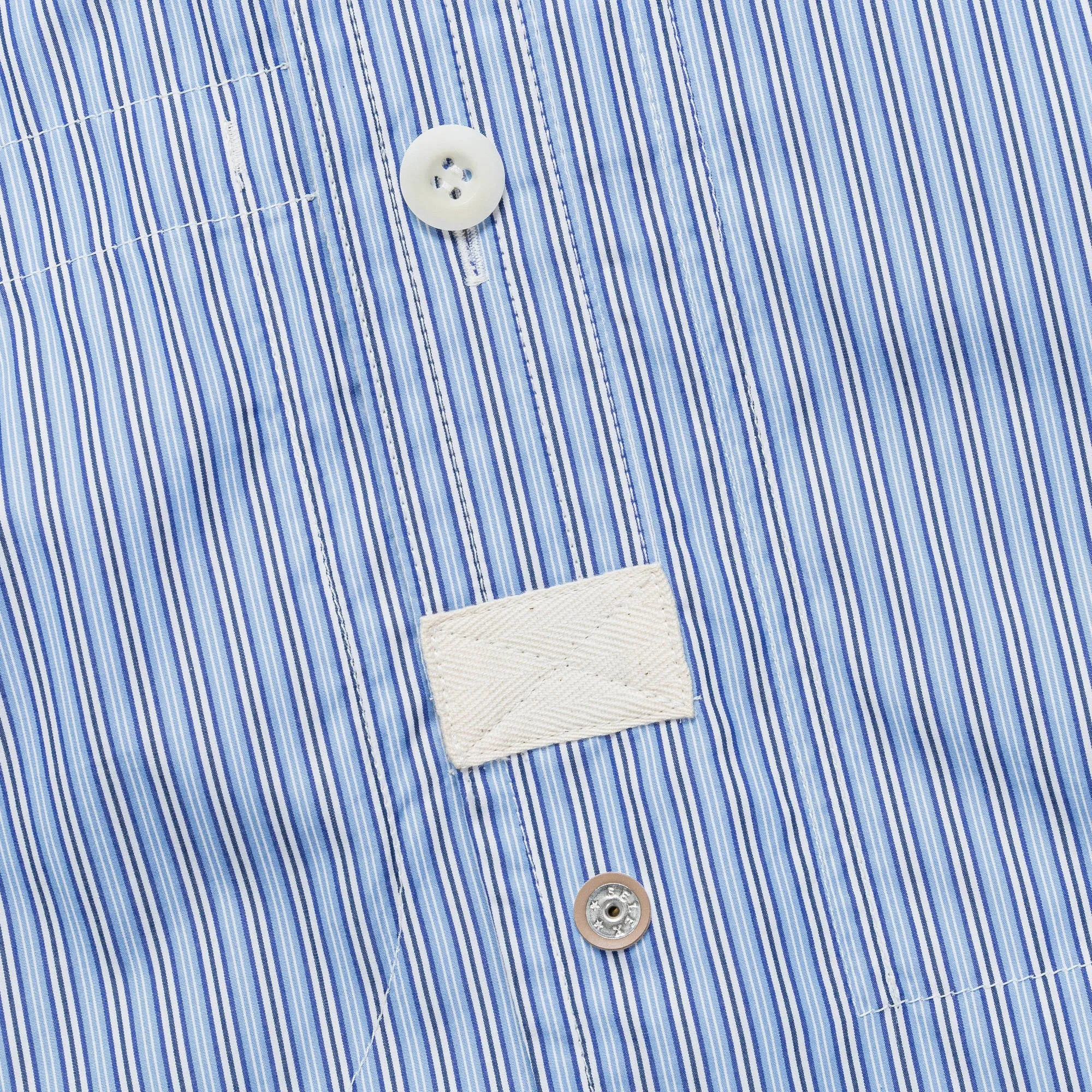 Reversible Cotton Stripe x Cotton Check Shirt - Blue/Sax-White