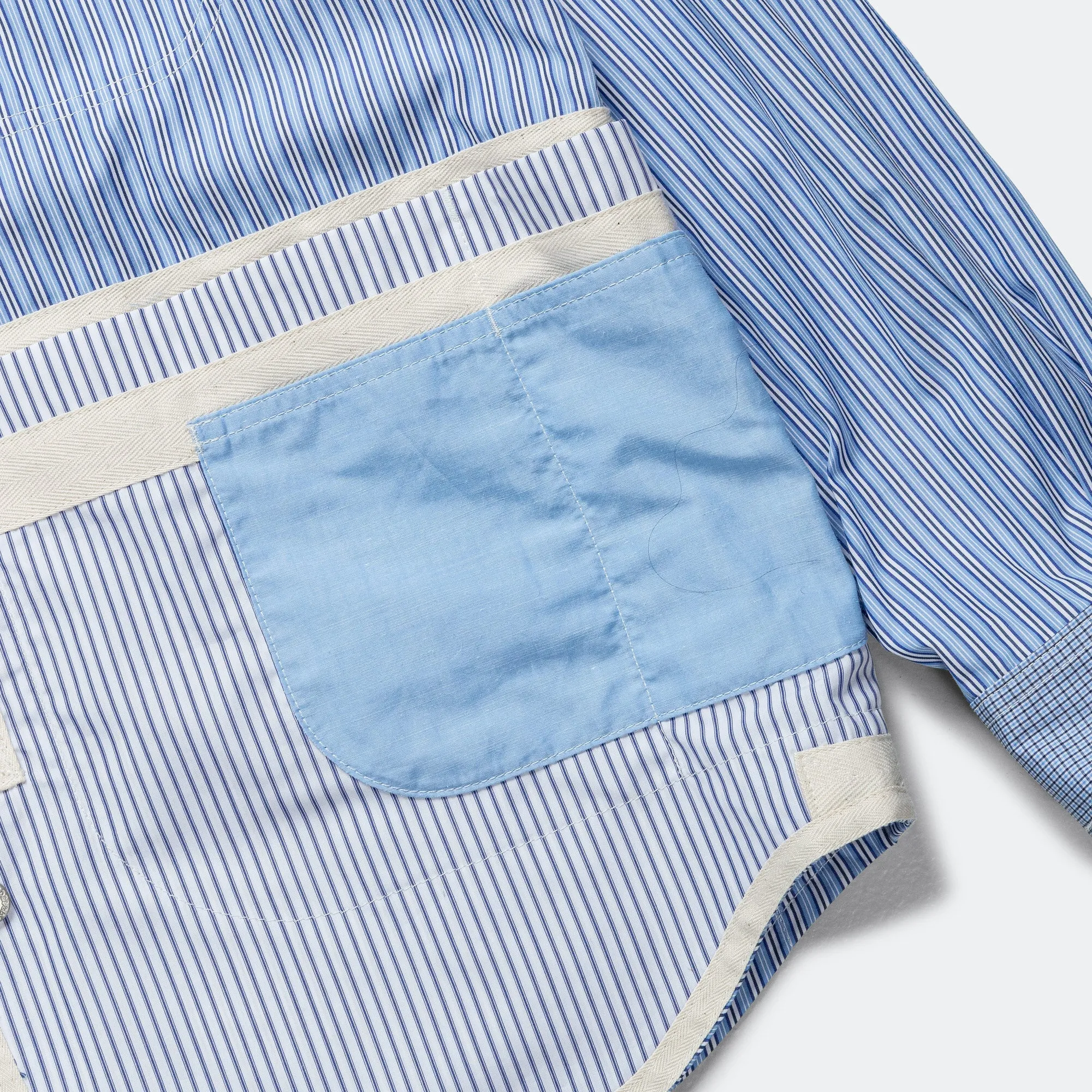 Reversible Cotton Stripe x Cotton Check Shirt - Blue/Sax-White