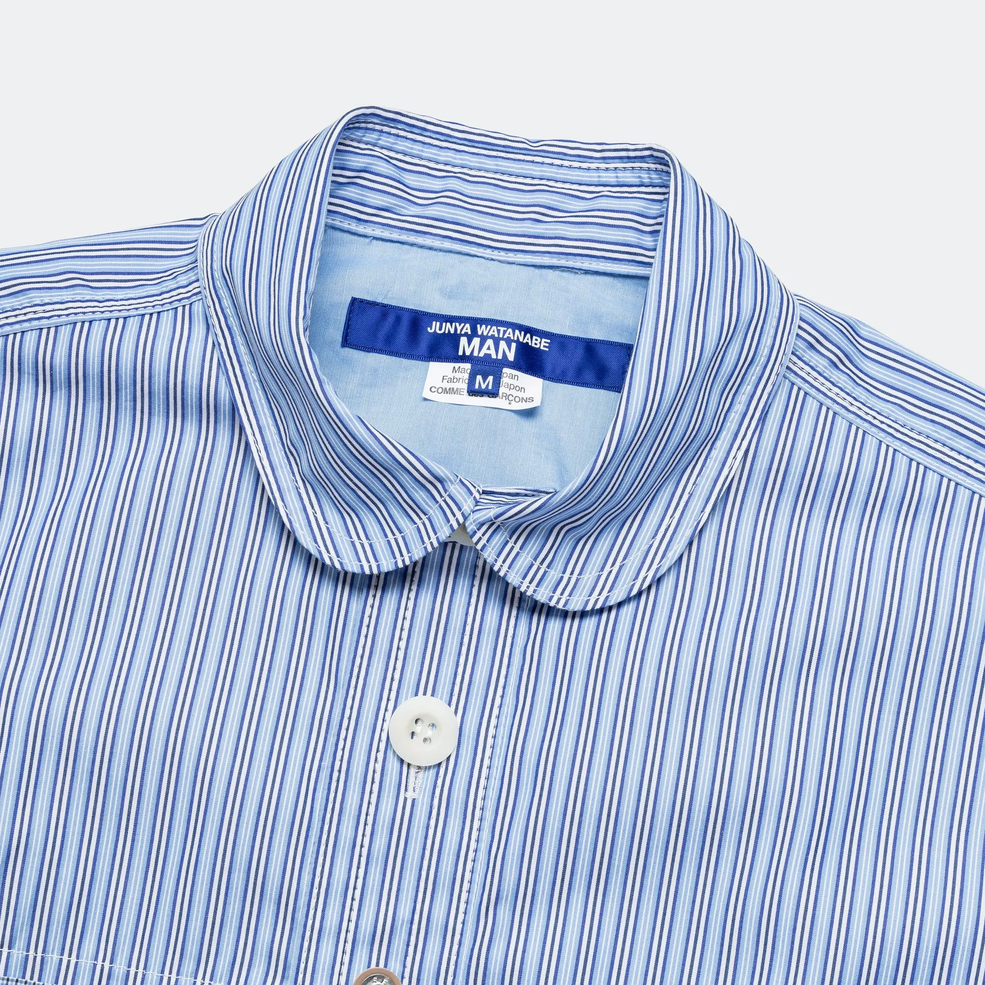 Reversible Cotton Stripe x Cotton Check Shirt - Blue/Sax-White
