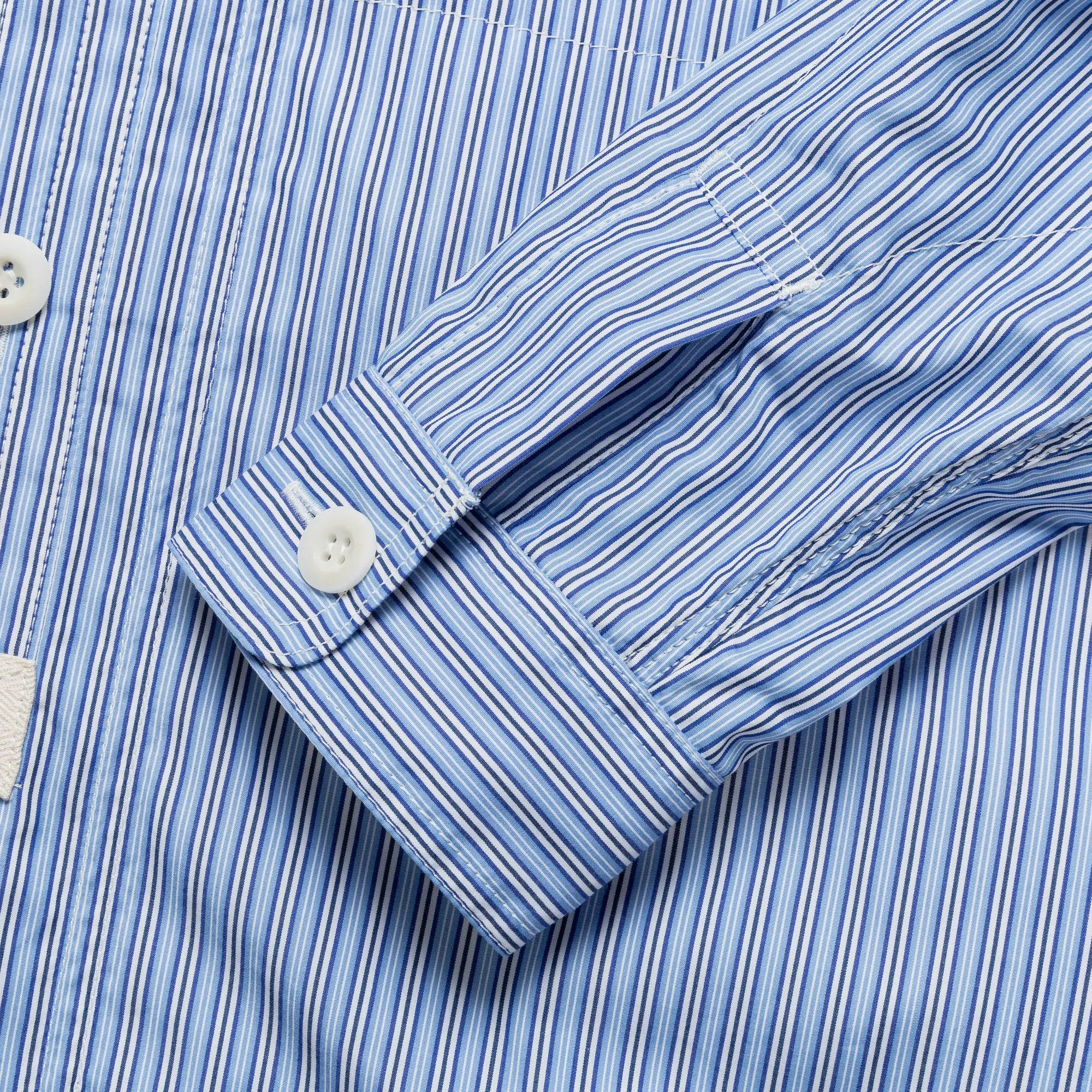 Reversible Cotton Stripe x Cotton Check Shirt - Blue/Sax-White